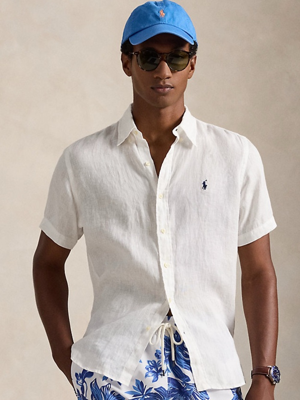 Polo Ralph Lauren men’s classic fit linen shirt white size XL navy pony